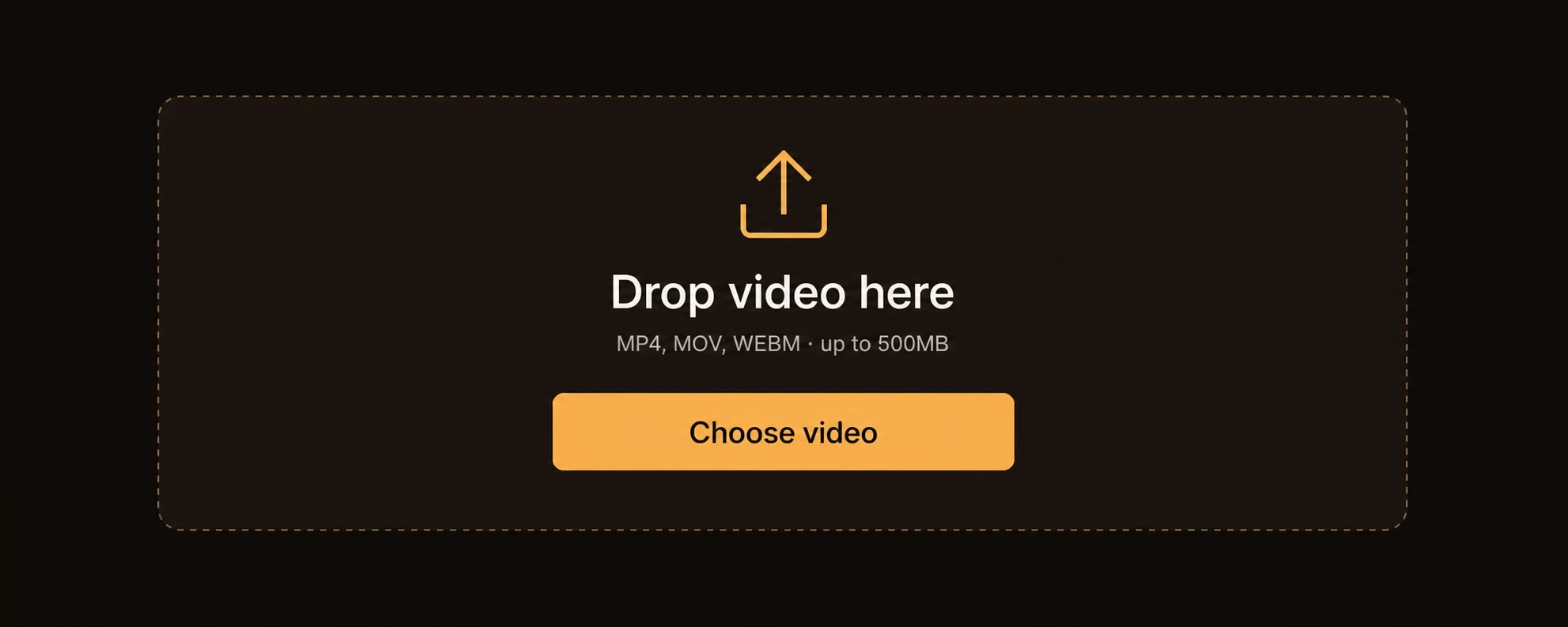 Upload dropzone for choosing an MP4, MOV, AVI, or MKV video